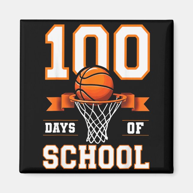 Íman 100th Day Of School Basketball Kids 100 Days Of Sc (Frente)