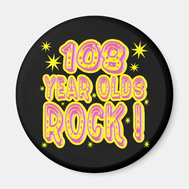 Íman 108 anos Velhos Rock! (Cor-de-rosa) (Frente)
