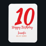 Íman 10.º aniversário adicionar nome data ano vermelho<br><div class="desc">design editável</div>