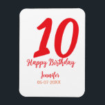 Íman 10.º aniversário adicionar nome data ano vermelho<br><div class="desc">design editável</div>