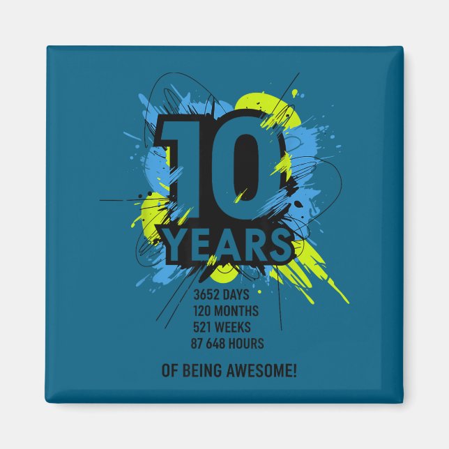 Íman 10 Years Of Being Awesome 10th Birthday Girl Boy D (Frente)