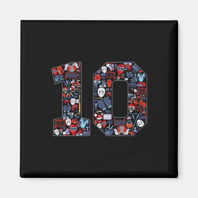 Íman 10th Birthday Ice Hockey Themed 10 Year Old Party  (Frente)