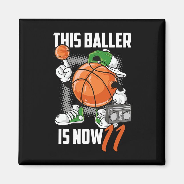 Íman 11 Birthday Bysketbyll Player Divertido 11 Anos K (Frente)