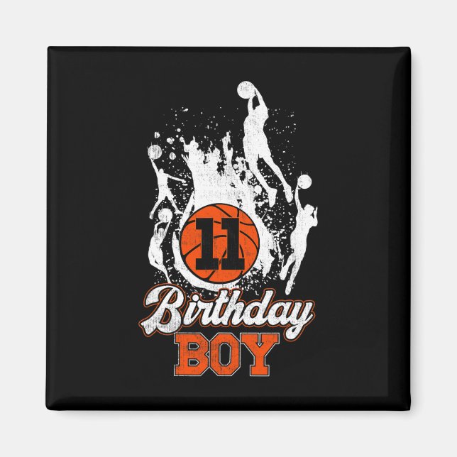 Íman 11 Birthday Bysketbyll Theme Birthday Boy 11 anos (Frente)