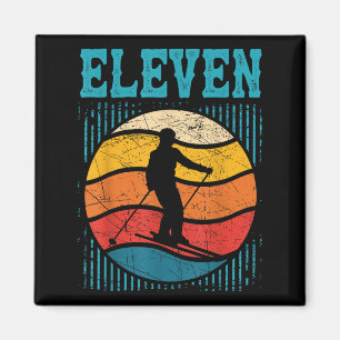 Íman 11 Birthday Retro Ski Skiing Meninos De 11 Anos Gi