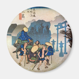 Íman 12. 三島宿, 広重 Mishima-juku, Hiroshige, Uki