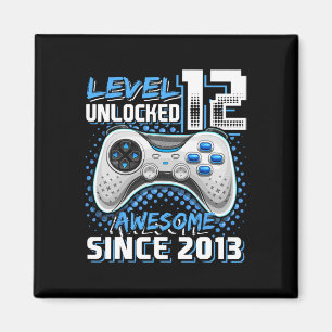 Íman 12 Birthday Boy Nível 12 Gamer 12 Anos Vídeo Gam