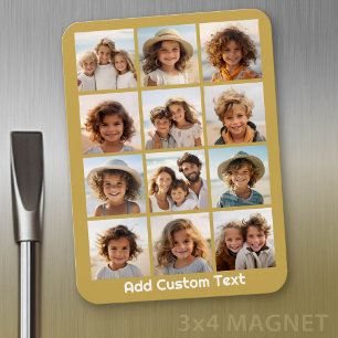 Íman 12 Colagem de fotos com Dourado plano de fundo