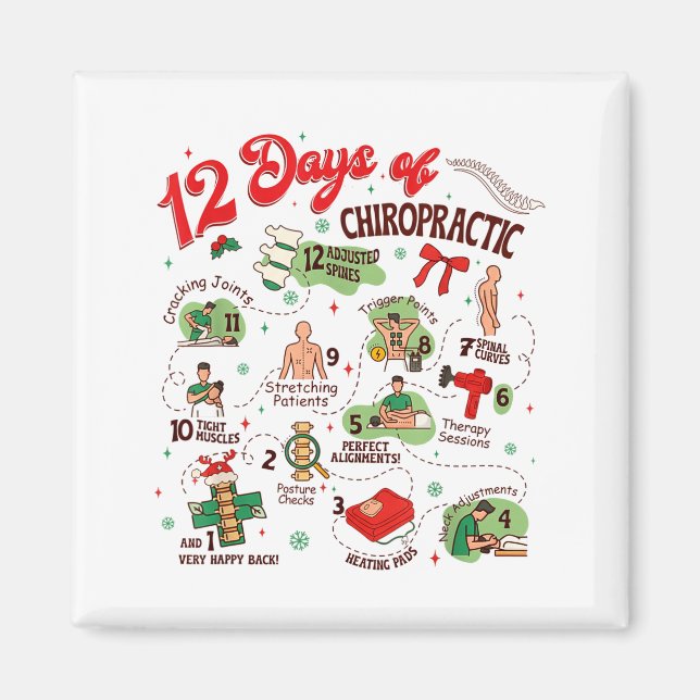 Íman 12 Days Of Chiropractic Christmas Chiropractor  (Frente)