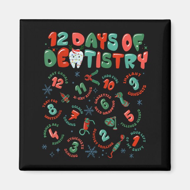 Íman 12 Days Of Dentistry Christmas Dental Squad Crew D (Frente)