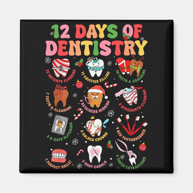 Íman 12 Days Of Dentistry Dentist Xmas Tooth Christmas  (Frente)