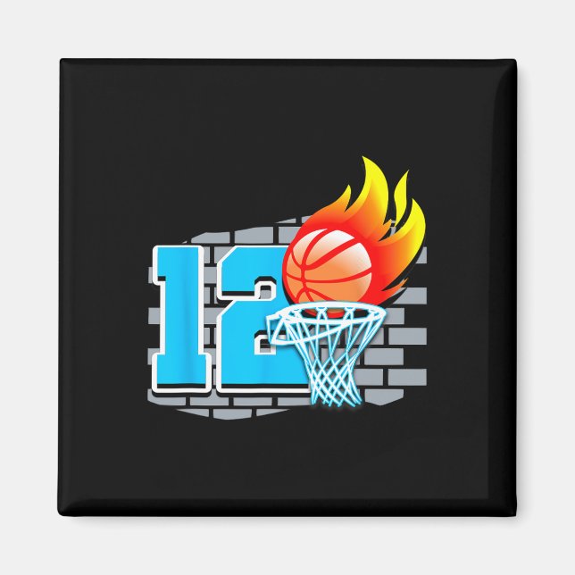 Íman 12 de basquete de 12 anos Tema B (Frente)
