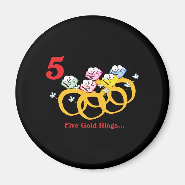 Íman 12 dias cinco argolas de ouro (Frente)