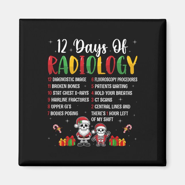 Íman 12 Dias De Radiologia Xmas Rad Tech No Natal (Frente)