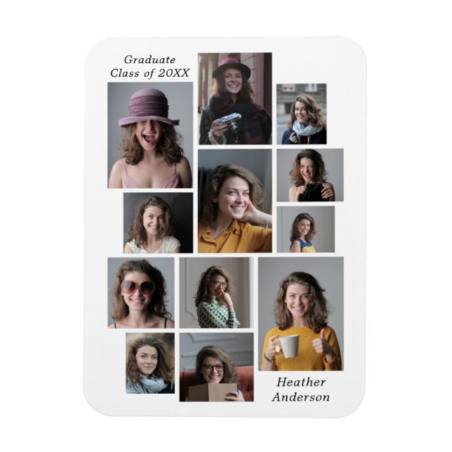 Íman 12 Nome flexível do Formando de colagem de fotos (Vertical)