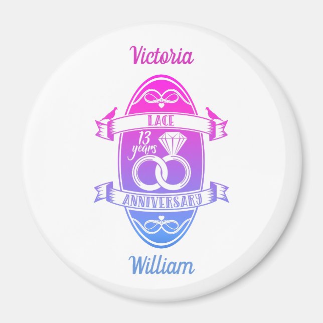 Íman 13 anos de aniversário tradicional do casamento co (Frente)