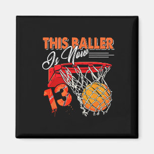 Íman 13 Birthday Bysketbyll Diversão 13 Anos Crianças