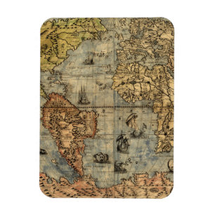 Íman 1565 Mapa Antigo do Mundo de Forlani Cartografia V