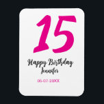 Íman 15 aniversário quiencenera adicionar data ano mode<br><div class="desc">design editável</div>