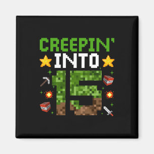 Íman 15 Birthday Gamer Pixel Creepin" Em 15 Vídeo G