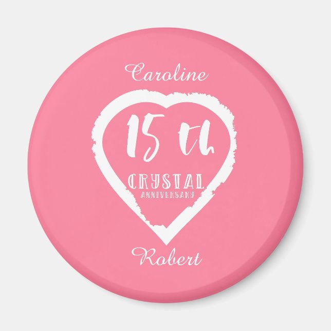 Íman 15 de aniversário de casamento cristal tradicional (Frente)