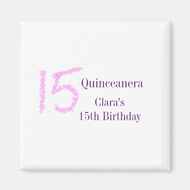 Íman 15 de Quinceanera, modelo de relva rosa (Frente)