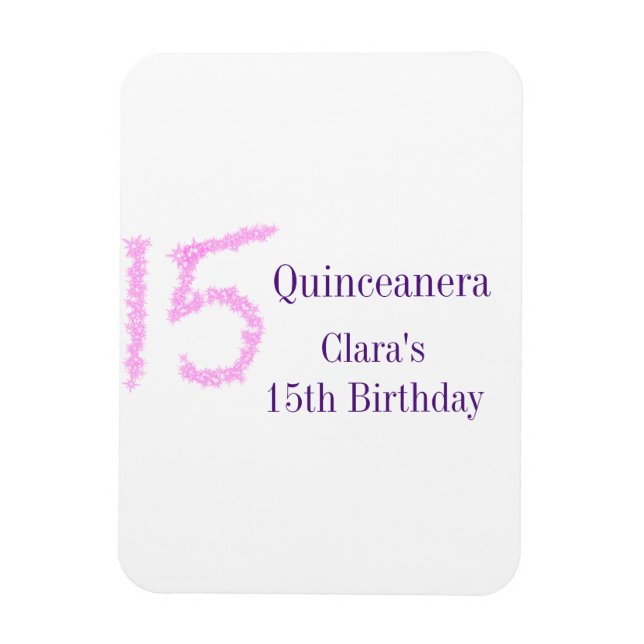 Íman 15 de Quinceanera, modelo de relva rosa (Vertical)
