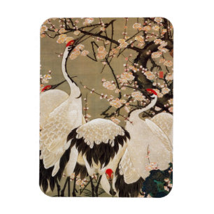 Íman 15. o 梅花群鶴図, ameixa do 若冲 floresce &