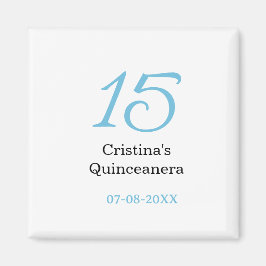 Íman 15th quinceanera birthday blue black bold letter n
