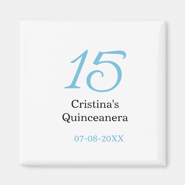 Íman 15th quinceanera birthday blue black bold letter n (Frente)