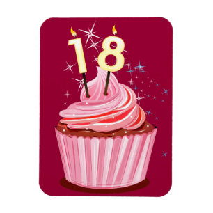Íman 18º aniversário - Cupcake rosa