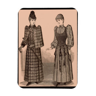 Íman 1895 senhoras casaco e vestido do impressão do