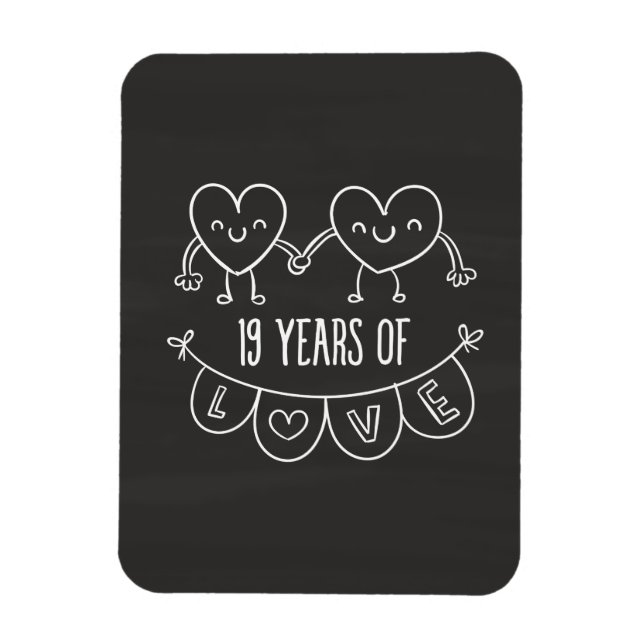 Íman 19º aniversário do Gift Chalk Hearts (Vertical)