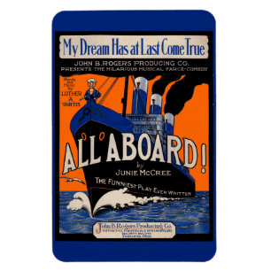 Íman 1921 All Aboard sheet music impressão