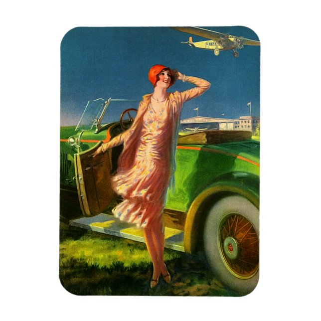 Íman 1930 automóvel e avião de mulheres (Vertical)