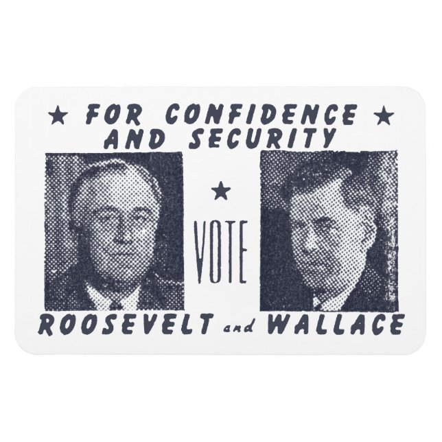 Íman 1940 Vote Roosevelt + Wallace, cinza (Horizontal)