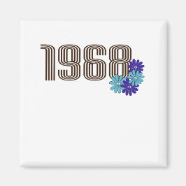 Íman 1968 - Sinal de Paz Hippie Flower Power Aqua Purpl