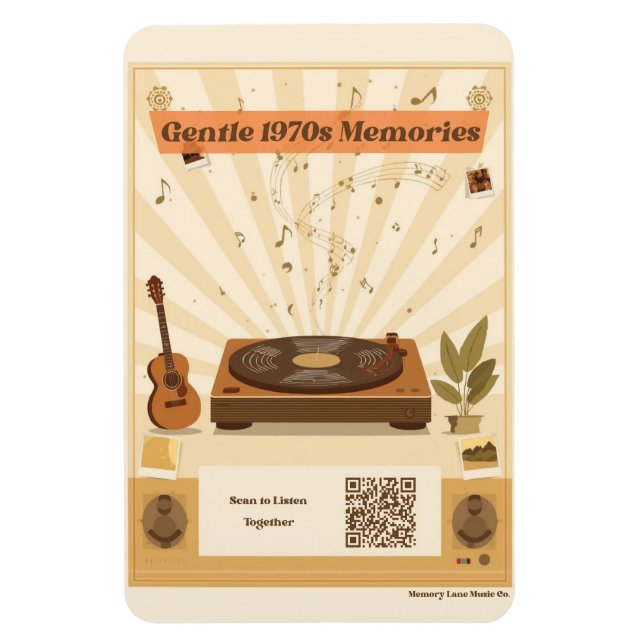 Íman 1970s Memory Care Music Playlist Magnet Dementia (Vertical)