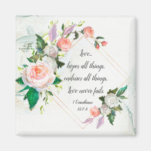 Íman 1 Corinthians 13:7-8 Amor Nunca Falha Rosa