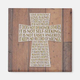 Íman 1 Corinthians 13 Love Chapter Cross Rustic Wood