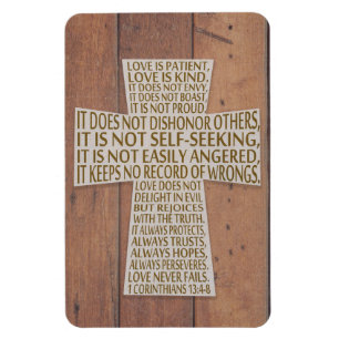 Íman 1 Corinthians 13 Love Chapter Cross Rustic Wood