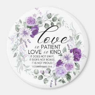 Íman 1 Coríntios 13:4 Amor é Paciente Floral Violeta