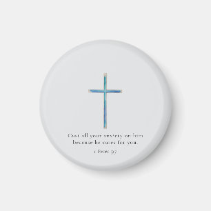 Íman 1 Pedro 5:7 Cruz Minimalista