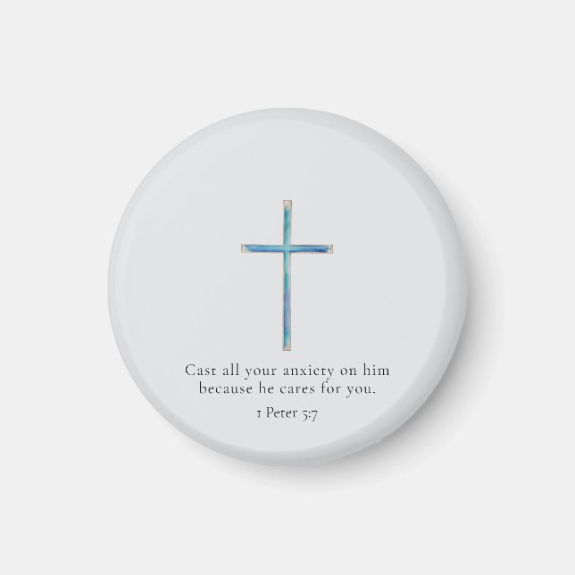Íman 1 Pedro 5:7 Cruz Minimalista (Frente)