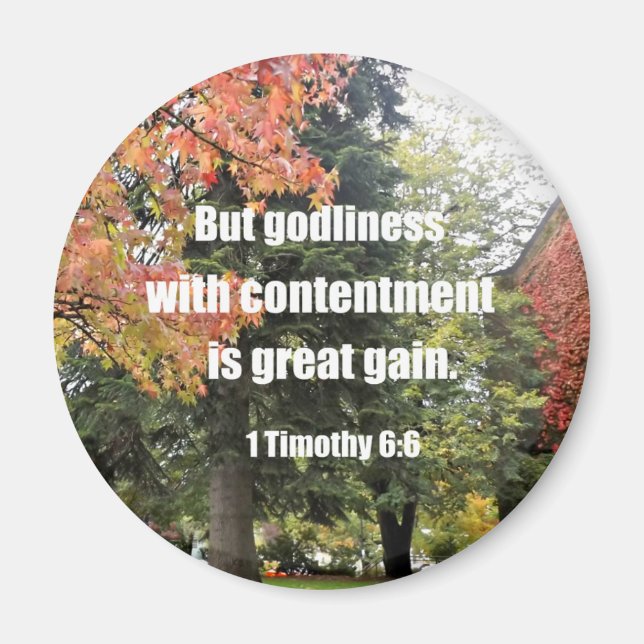 Íman 1 Timothy 6:6 Mas Deus com contentamento é (Frente)