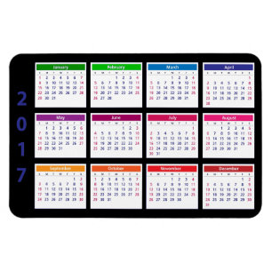 Íman 2017 horizontais customizáveis do calendário da