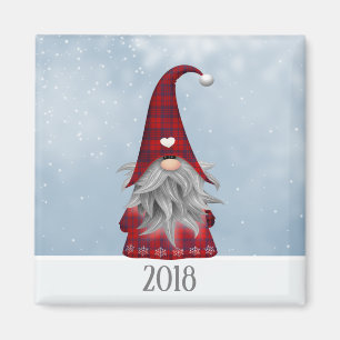 Íman 2018 gnomo do Natal da xadrez do búfalo vermelho