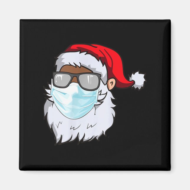 Íman 2020 Papai Noel Com Máscara Facial Preto Afro-Amer (Frente)