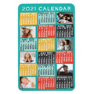 Íman 2021 Ano Calendário Mensal Colagem de Fotos Moder
