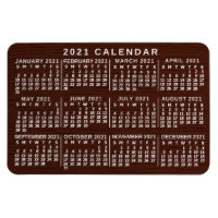 2021 Ano Calendário Mensal Madeira Marrom Grãos Si